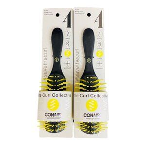 Conair The Curl Collective Detangle Brush 2-Pack Medium/Long Hair Black Yellow